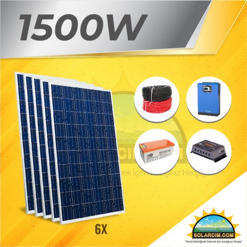 Solar Paket 1,5 KW - Lamba, TV, Uydu, Orta Boy Buzdolabı, Ev Aletleri, Su Pompası, Çamaşır Makinesi Ve Şarj